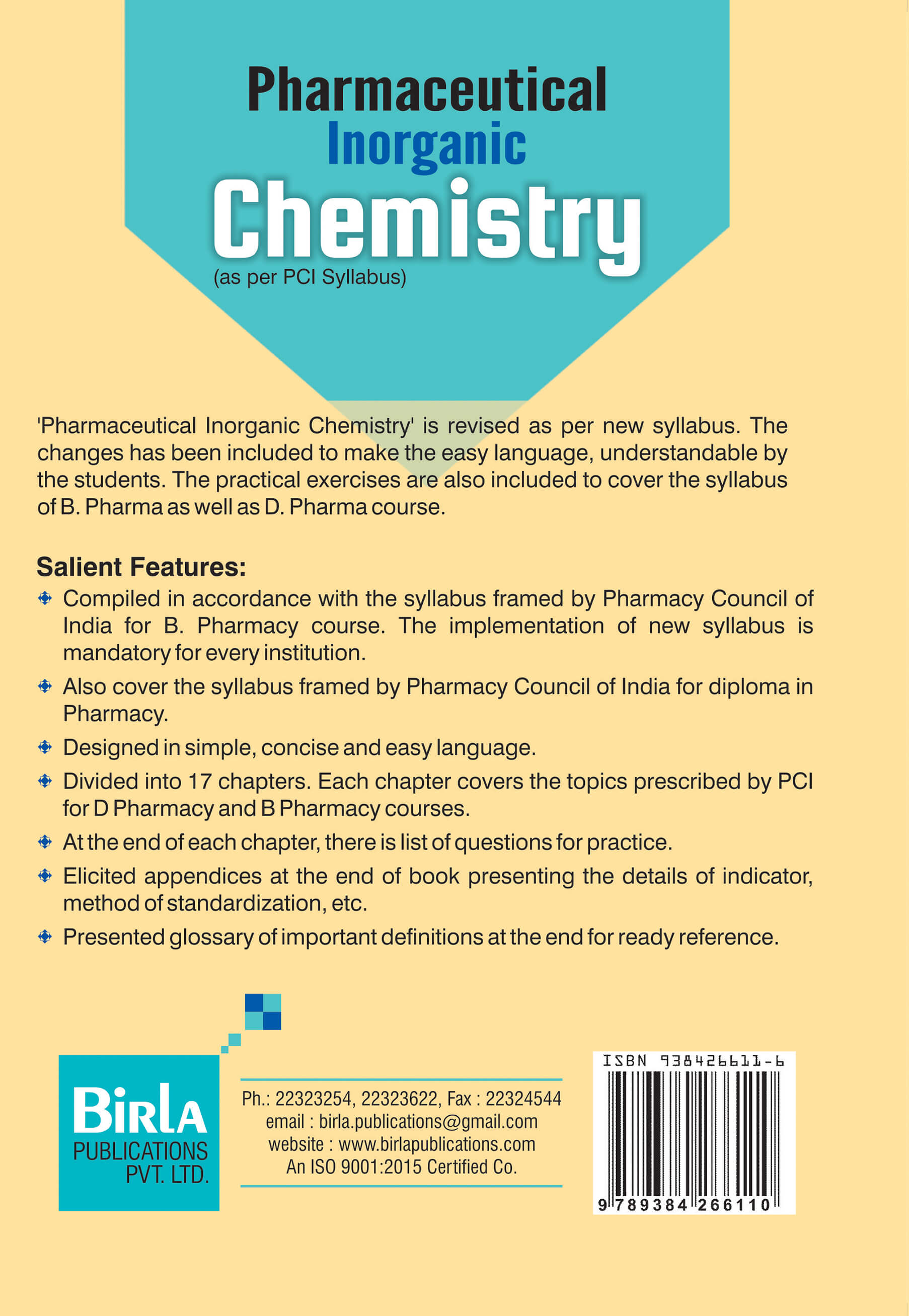 PHARMACEUTICAL INORGANIC CHEMISTRY || Birla Publications Pvt. Ltd.